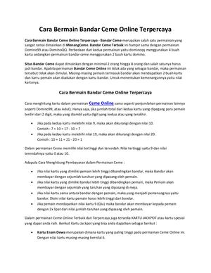 Cara Bermain Bandar Ceme Online Terpercaya