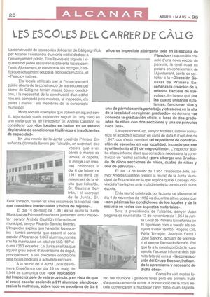 Història de la nostra escola - Revista d'Alcanar 1999