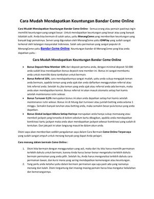 Cara Mudah Mendapatkan Keuntungan Bandar Ceme Online