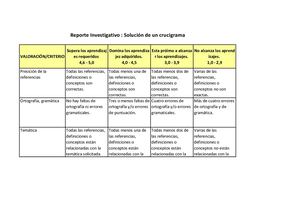 Rubrica Para Crucigrama
