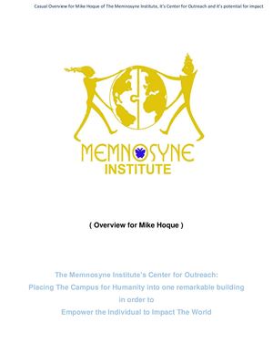 Memnosyne Center For Outreach Information For Mike Hoque