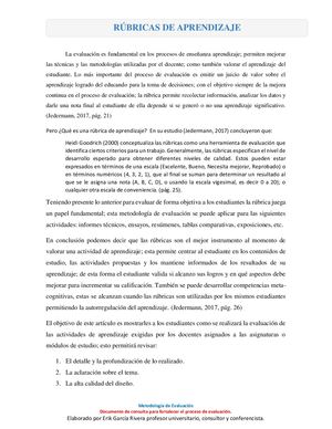 Rúbricas de Aprendizaje