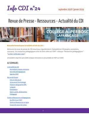 Info Cdi N°24 - janvier 2019