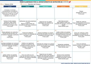 Menú Febrero 2019 Colegios Aragon (In Situ)