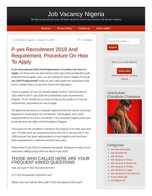 Www Jobvacancynigeria Com Ng P Yes Recruitment 2019 And Requirement Procedure On How To Apply (1)