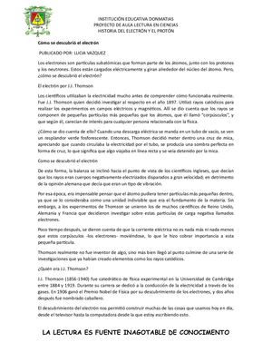 Lectura En Ciencias Electron Y Proton Septimo
