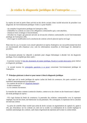 Je Realise Le Diagnostic Juridique De L'entreprise 26543