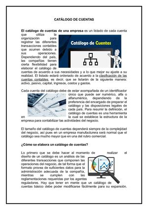 El Catálogo De Cuentas De Una Empresa
