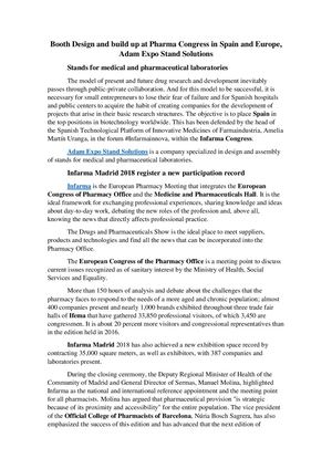 Booth Design And Build Up At Pharma Congress In Spain And Europe, Adam Expo Stand Solutions