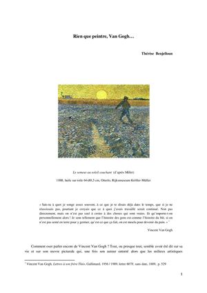 Rien Que Peintre Van Gogh...