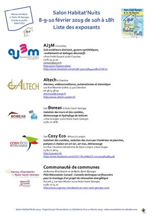 Liste Des Exposants Habitat Nuits 2019 Def