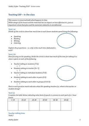 Teaching EAP. Lecture notes