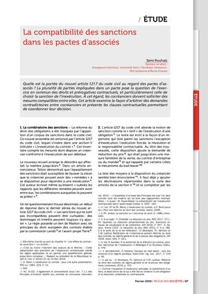 Revue Des Societes_Sanctions Pactes Associes_Fev19