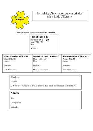 Inscription Ludothèque