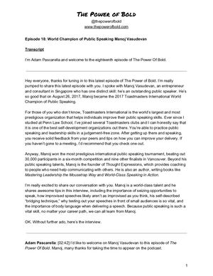 The Power Of Bold Episode 18: World Champion of Public Speaking Manoj Vasudevan