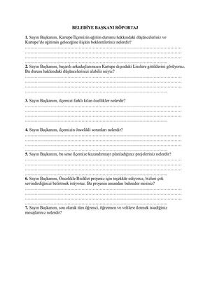 Belediye Röportaj Soru