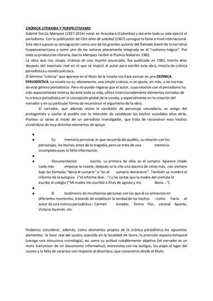 Crónica Literaria Y Perspectivismo