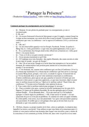 Partager la Presence - Eckhart Tolle