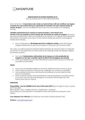 Ambassadeur De Marque Running - Magnitude