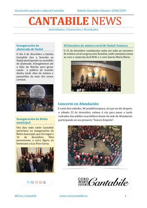 Cantabile News I Decembro Xaneiro 2018