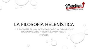 La Filosofía Helenística