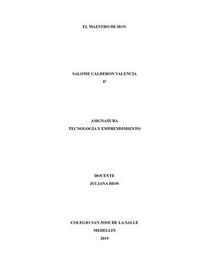 Salomé Claderón Valencia El Maestro De Hoy 8a
