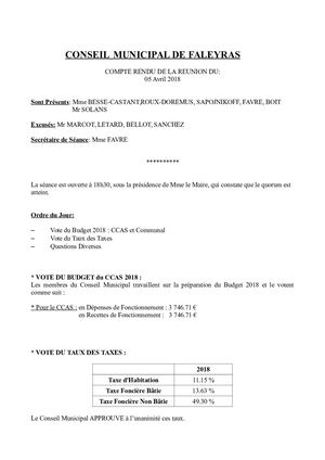 Conseil Municipal Du 050418