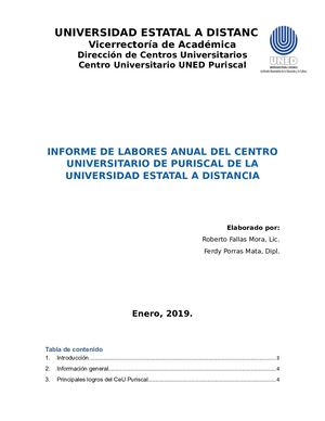 Informe Labores 2018 Uned Puriscal