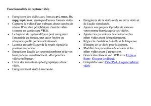 Fonctionnalités De Capture Vidéo