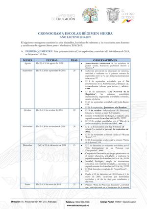 Cronograma Sierra Amazonia