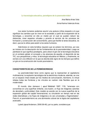 La Tecnologia Paradigma De La Posmodernidad