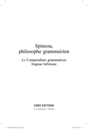 Spinoza Grammairien