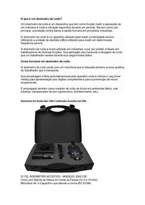 O Que é Um Dosímetro De Ruído