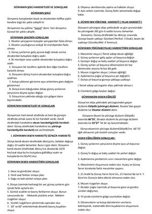 Dünyanin ŞEkli̇ Hareketleri̇ Ve Sonuçlari