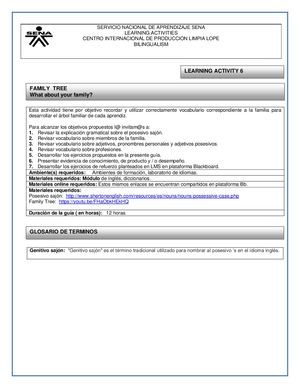 LEARNING ACTIVITY SIX FAMILY TREE