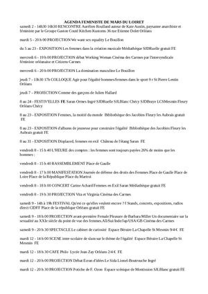 Agenda Féministe Mars 2019