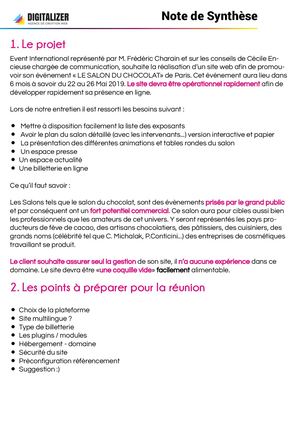 Note de synthèse sdc