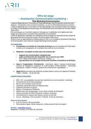 Offre De Stage Marketing Et Communication 01022019