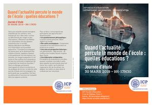 Quand l'actualité percute le monde de l'école : quelles éducations