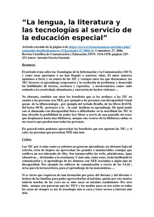Resumen Y Critica Del Articulo Antonio García