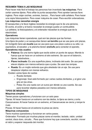 Resumen Tema 8 Las Máquinas