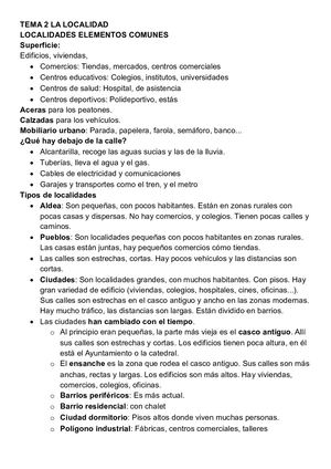Resumen 3º Tema 2 De Sociales La Localidad Localidades Elementos Comunes