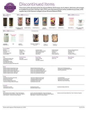 Scentsy February 2019 Discontinued List Final