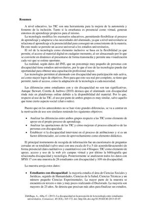 La Discapacidad En La Percepción De La Tecnología Entre Estudiantes Universitarios