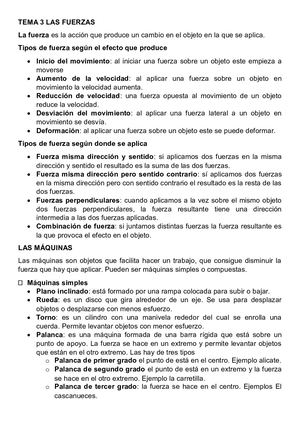 Resumen 5º Naturales Tema 3 Las Fuerzas