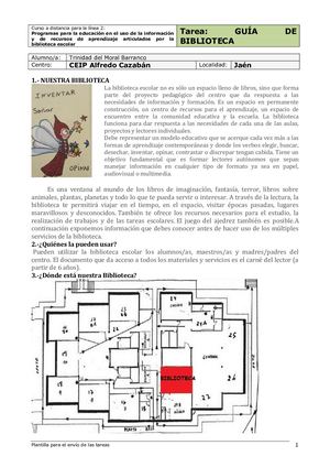Guía De Biblioteca Ceip Alfredo Cazaban Trinidad Del Moral Tarea A1