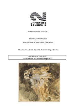 La tentation vers l'anthropomorphisme des fauves d'Eugène Delacroix