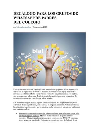 Decálogo Para Los Grupos De Whatsapp De Padres Del