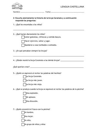 Comprensión Oral Bruja Caramala