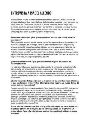 Entrevista Isabel Allende